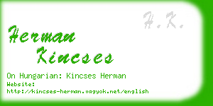 herman kincses business card